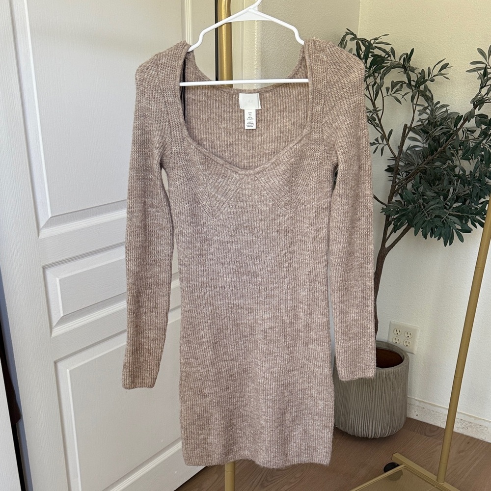 H&M Tan Long Sleeve Knit Dress